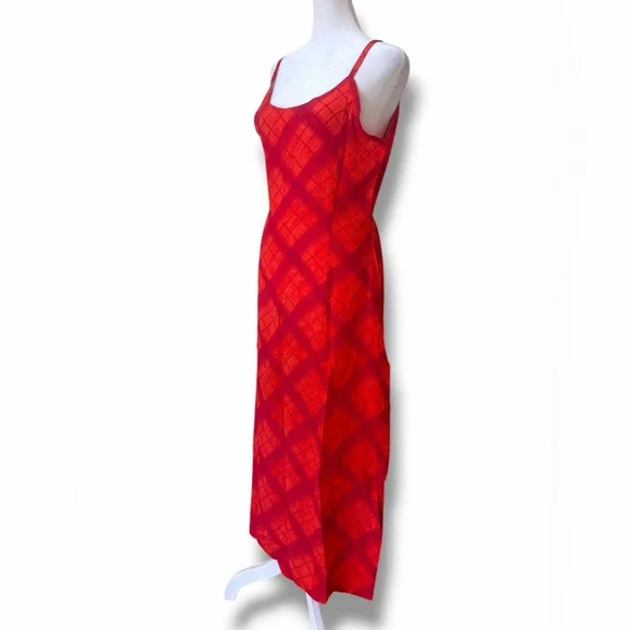 VTG Matty Nique Red Tartan Plaid Maxi Slip Dress NWT 90s Y2K DeadStock XL 8/10 - Picture 5 of 16